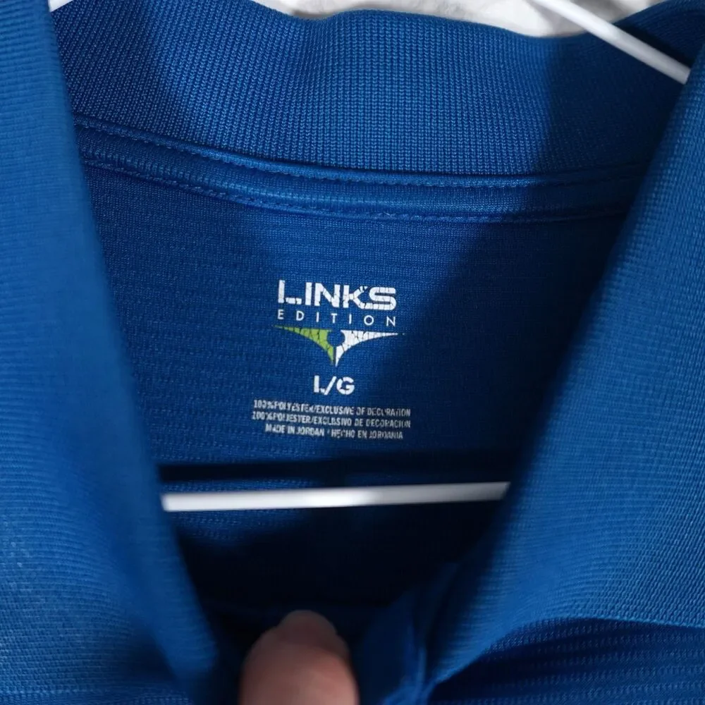Mercedes-Benz Links Edition Polo Shirt Blue Embroidered Logo Men's Large